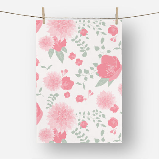 Pastel Pink Floral - Tea Towel