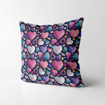 Geometric Valentines hearts - Square Cushion