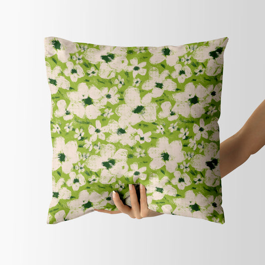 Green Spring Blossom - Square Cushion