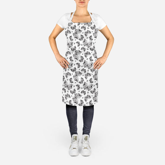 Black and White Butterflies - Adult Apron