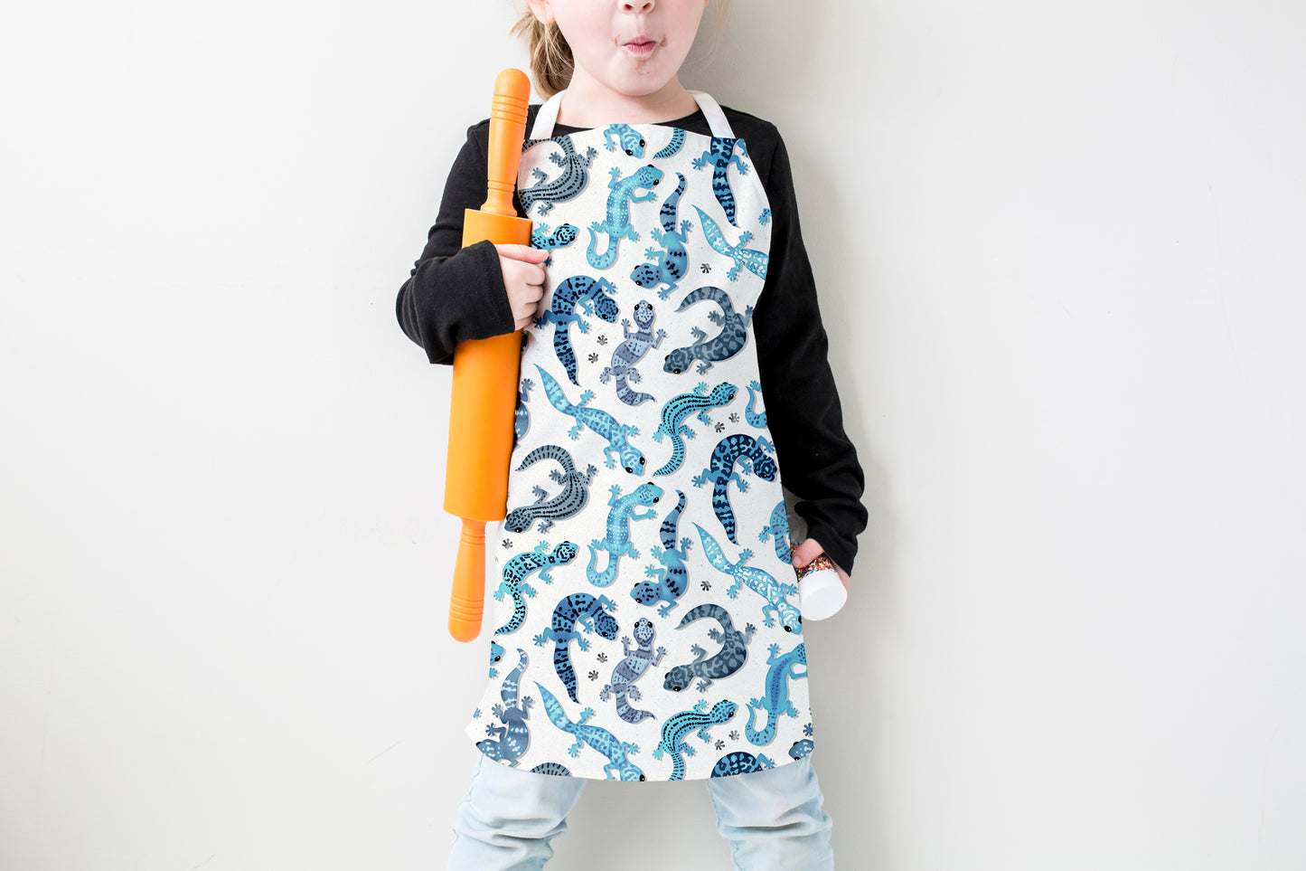 Leopard Gecko Blue Kids Apron