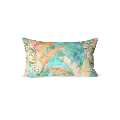 Marbled Tropical Sunset in Gilded Topaz Rectangle Cushion