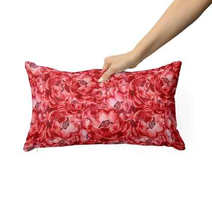 Red Flowers Rectangle Cushion