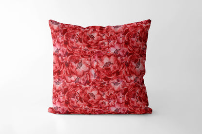 Red Flowers Square Cushion