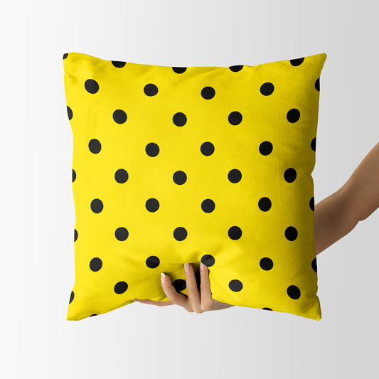 Polka Dots Yellow Square Cushion