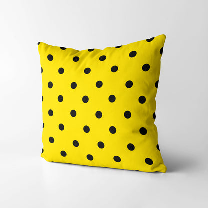 Polka Dots Yellow Square Cushion