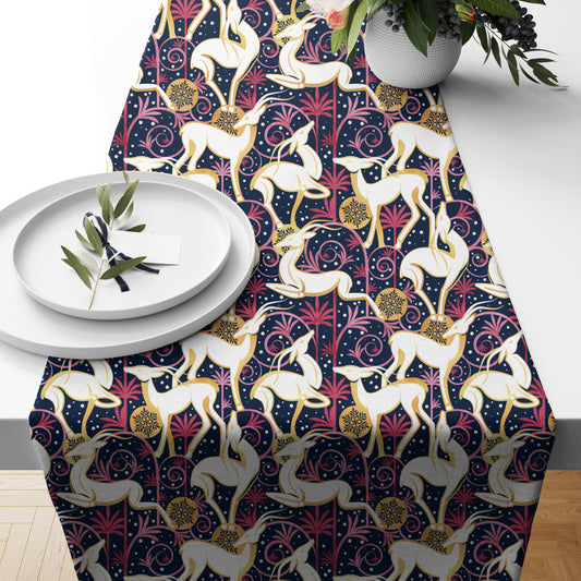 Deco Gazelles Garden Christmas Pink/Blue Table Runner