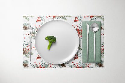 Winter Bouquets with Cones and Red Berries Placemat
