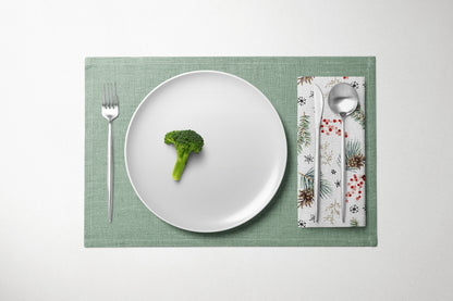 Winter Pine and Red Berries Dinner Napkin