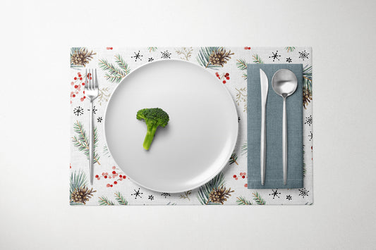 Winter Pine and Red Berries Placemat