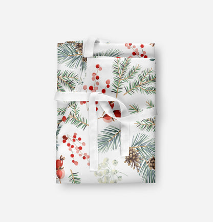 Winter Pine and Red Berries Adult Apron