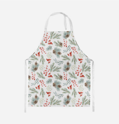 Winter Pine and Red Berries Adult Apron