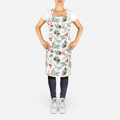 Winter Pine and Red Berries Adult Apron