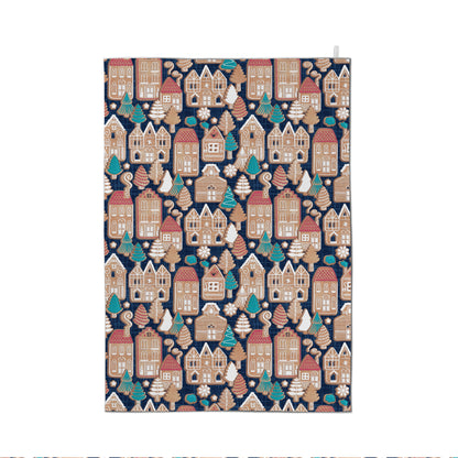 Whimsical Gingerbread Christmas Village Tea Towel