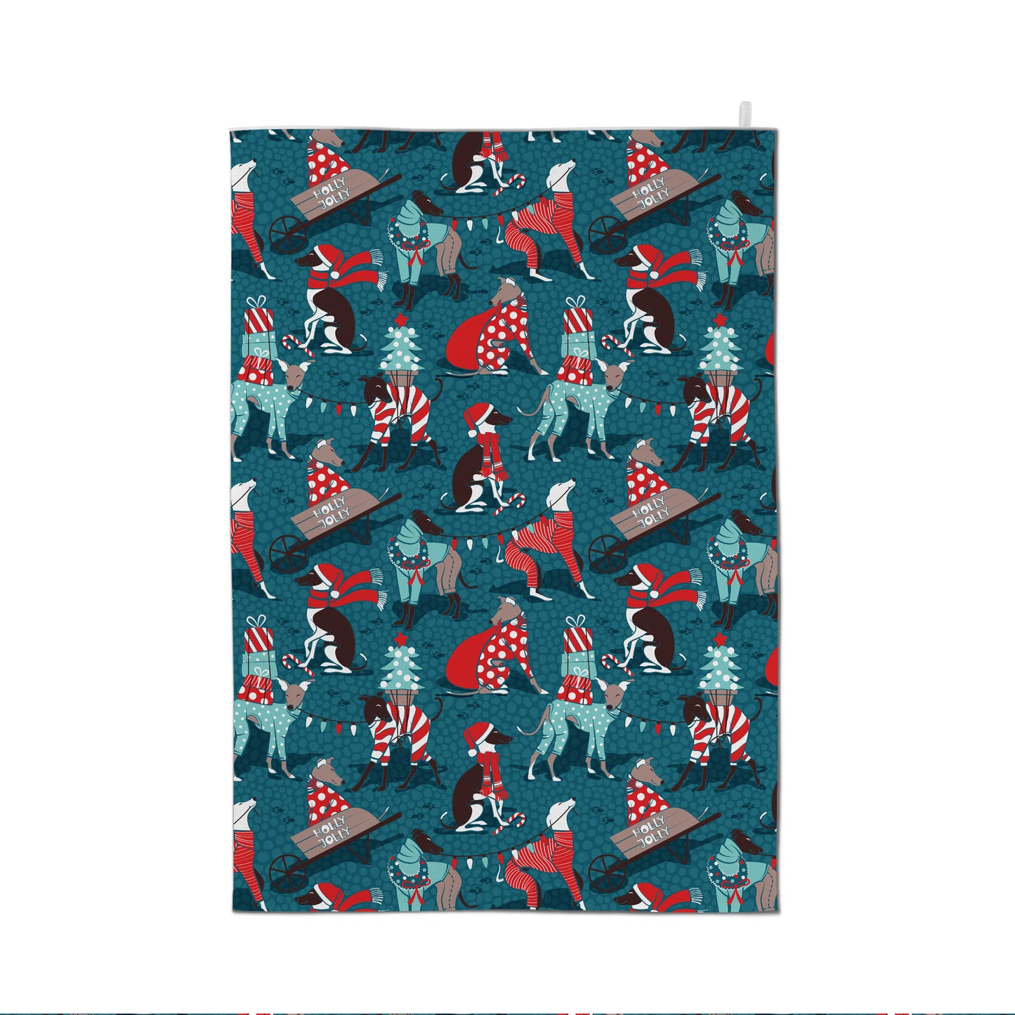 Greyhounds Christmas Dogwalk Tea Towel