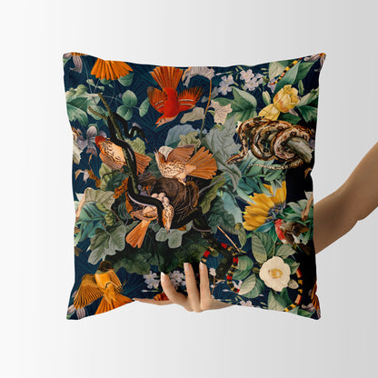 Birds and Snakes Square Cushion