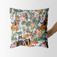 Cat and Floral Pattern III Square Cushion