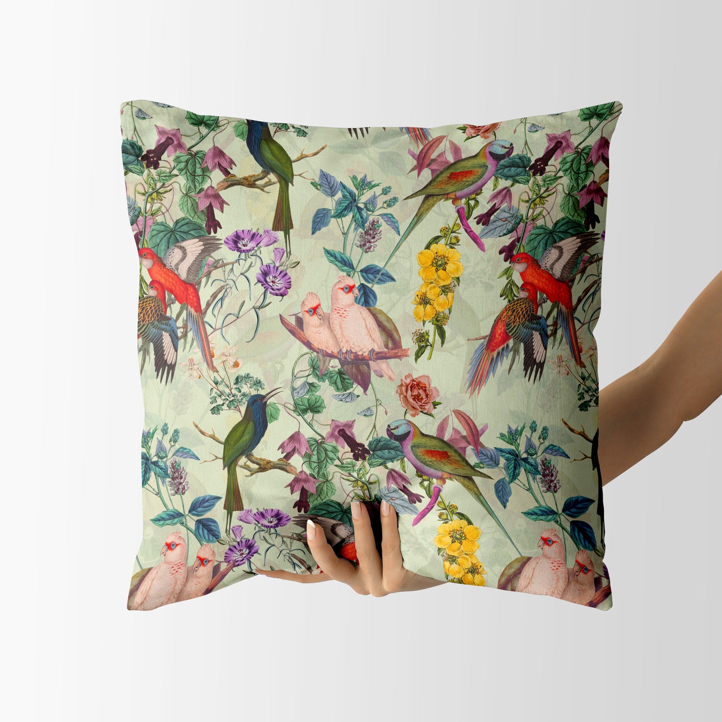 Floral and Birds VIII Square Cushion