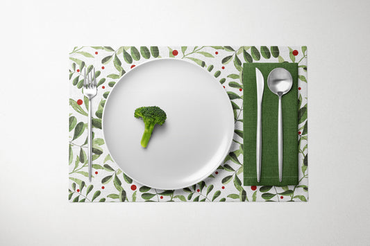 Holly Berry Eucalyptus Christmas Placemat