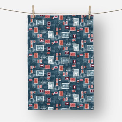Christmas Stamps Tea Towel