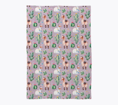 Cactus and Llamas Baby Blanket