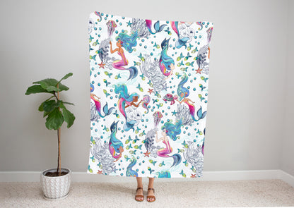 Mermaid Toile Single Blanket Kids