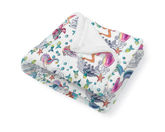 Mermaid Toile Baby Blanket