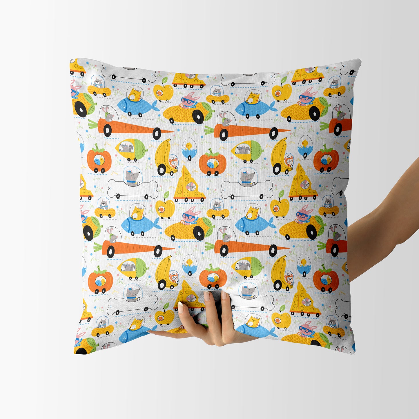 Animal Food Transport kids Square Cushion