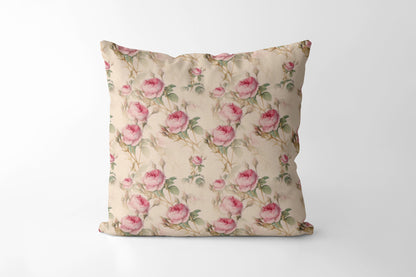 Vintage English Rose Square Cushion