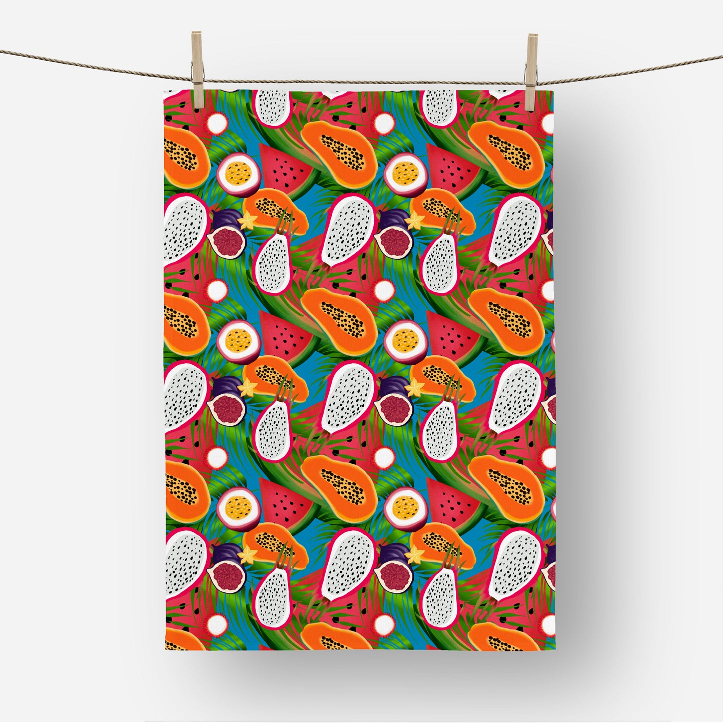 Tropical Exotic Fruits Tea Towel