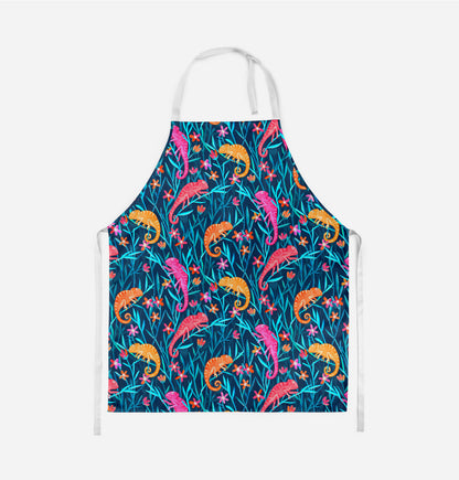 Colorful Chameleons in the Wild Grass Kids Apron