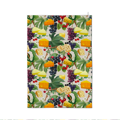 Cheese Fruits Vine Tea Towel
