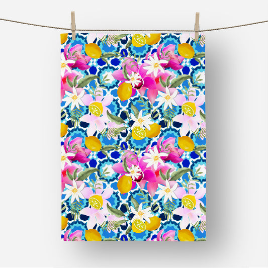 Mediterranean Style Lemon Fruit Tea Towel