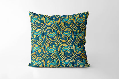Mermaid rococo ocean waves Square Cushion