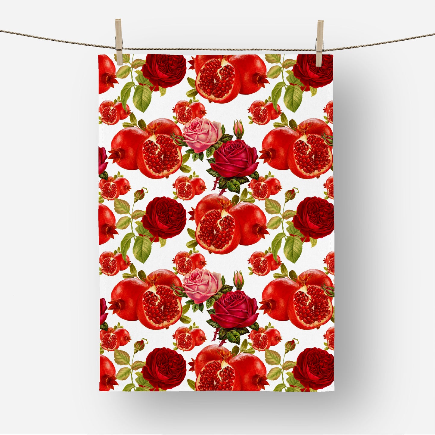 Pomegranate Roses Tea Towel
