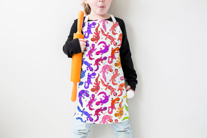 Bright Rainbow Geckos Kids Apron